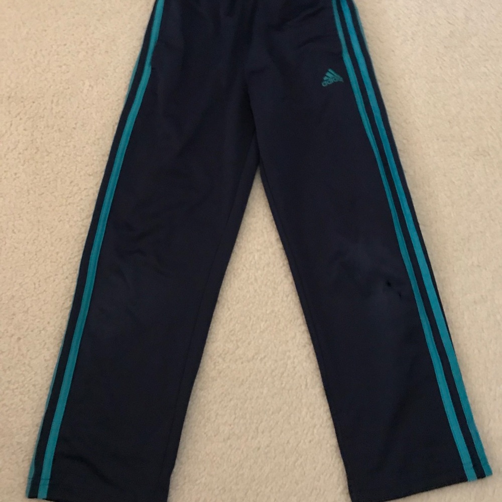 Adidas Navy pants with teal stripes